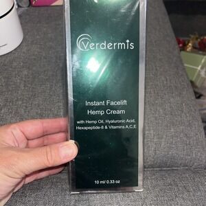 Verdermis Instant Facelift Hemp Cream New Hyaluronic Acid, Hexapeptide, 0.33 oz